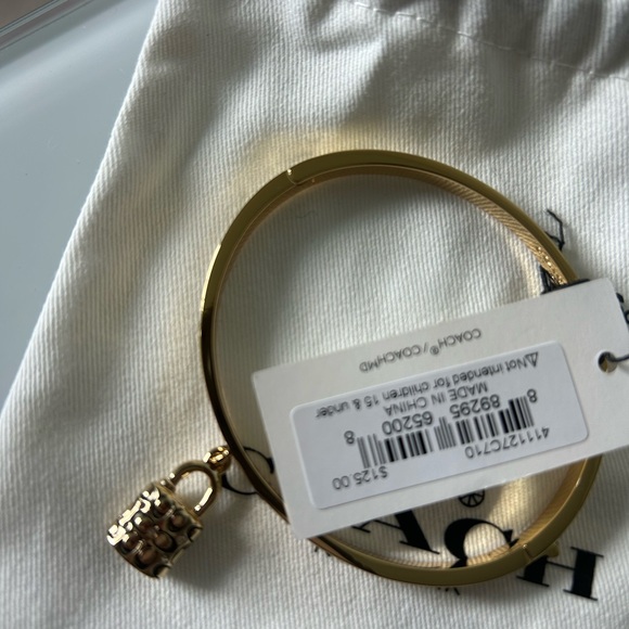 Coach Gold Lock with Black Enamel Charm Clasp Bracelet - Picture 4 of 6